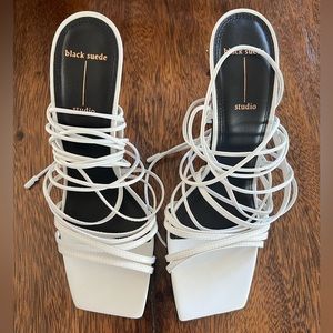 Black Suede studio white lace up sandal